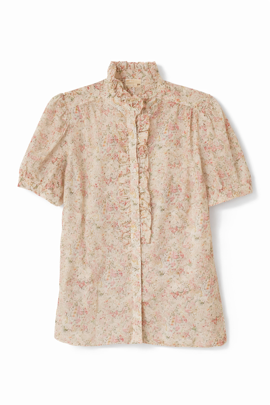 Country Suburbans Vintage Floral Ruffle Top Cottagecore Feminine Romantic Size 8